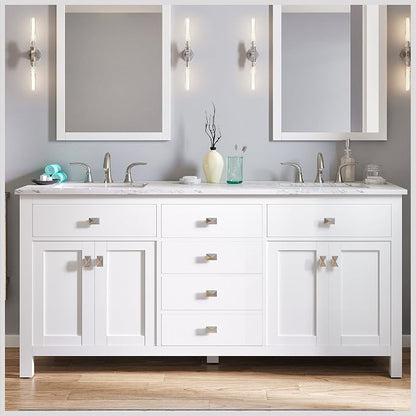 Artemis 60 in. White Double Sink Bath Vanity with Engineered Top and Undermount Porcelain Sinks