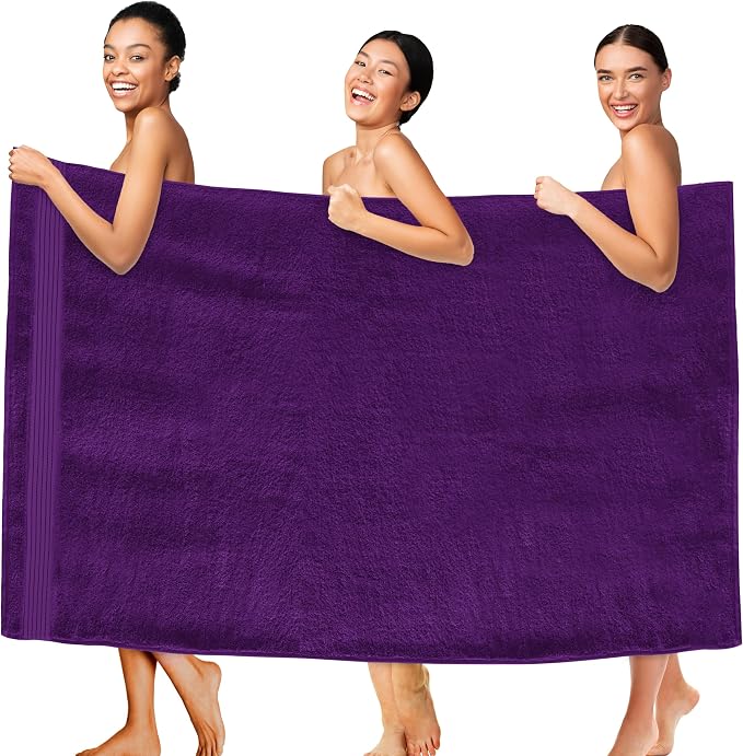Elegant Comfort Premium Super Soft Highly Absorbent 1 Piece Oversized Bath Sheet - 40" x 80" inch, Luxurious Hotel Spa Quality 100% Turkish Cotton Extra Large Bath Towels for Adults, Purple