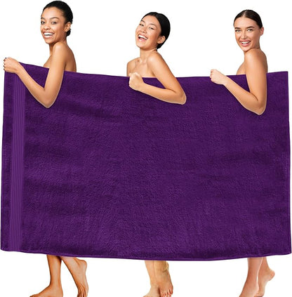 Elegant Comfort Premium Super Soft Highly Absorbent 1 Piece Oversized Bath Sheet - 40" x 80" inch, Luxurious Hotel Spa Quality 100% Turkish Cotton Extra Large Bath Towels for Adults, Purple
