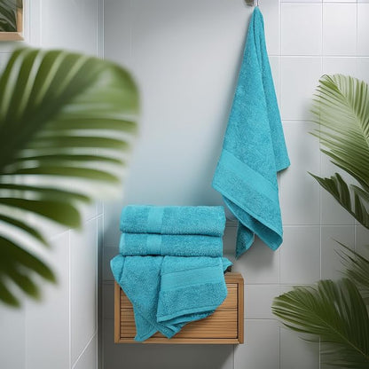 Commercial Bulk Pack of 12 Large Bath Towels – 100% Cotton Terry 24" x 50" – Ideal for Hotels, Salons, Gyms, Spas & Institutional Use – Teal Blue