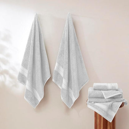 Modern Threads - Spun Loft 6-Piece 100% Combed Cotton Towel Set - Bath Towels, Hand Towels, & Washcloths - Super Absorbent & Quick Dry - 600 GSM - Soft & Plush, Gray