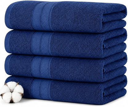Modern Threads 4-Pack SpunLoft Bath Sheet Navy 35x66