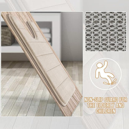 Yimobra Memory Foam Toilet Bath Mat U-Shaped, Soft and Comfortable, Super Water Absorption, Non-Slip, Thick, Machine Wash and Easier to Dry for Bathroom Commode Contour Rug, 24 X 20 Inches, Beige