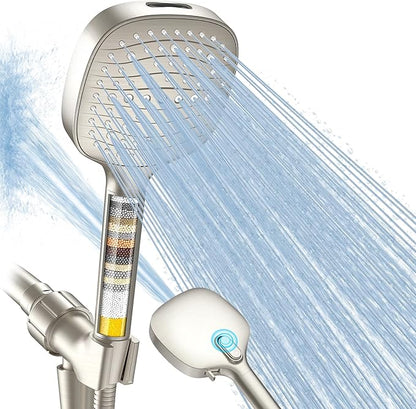 Filtered Shower Head with Handheld, High Pressure 7 Mode Handheld Shower Head with Hose and Filters for Hard Water, Built-in Power Wash to Clean Tub, Remove Chlorine - Reduce Dry Itchy Skin