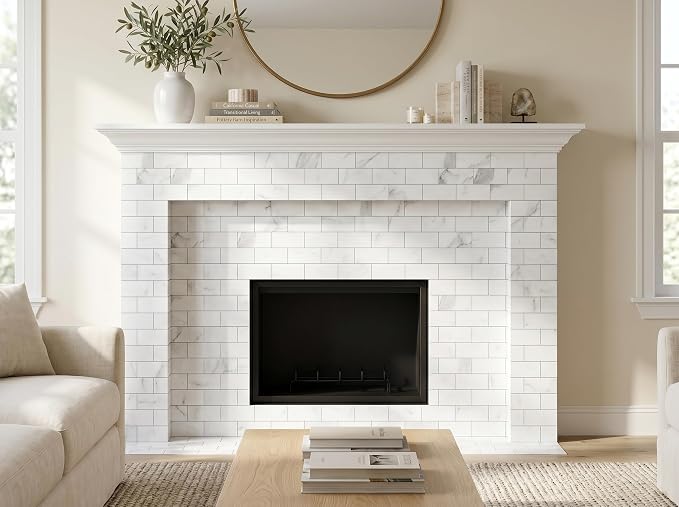 2026 New Upgrade Peel and Stick Backsplash Tile, Peel and Stick 11.34" X 11.57" Wall Tile for Kitchen, Bathroom, Fireplace, Laundry (Bright White, 20 Packs)