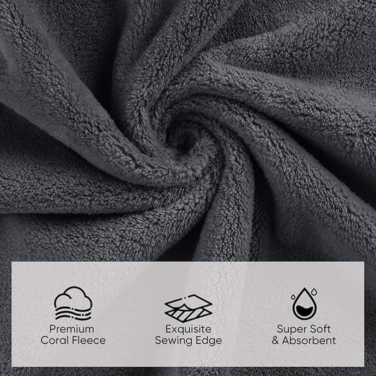 Orighty 6-Piece Towel Set - Soft & Lightweight - 2 Bath Towels, 2 Hand Towels, and 2 Wash Cloths - Absorbent & Quick Drying Microfiber Towel for Multipurpose, Bathroom, Gym, Sport, Yoga, Travel-Grey
