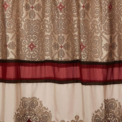 Madison Park Embroidered Jacquard Traditional Shower Curtain, 72"x72", Red | Weave Design, Traditional Bathroom Décor, Machine Washable, Fabric Privacy Screen