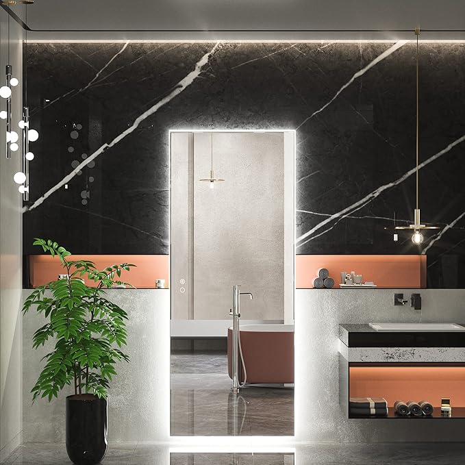 Keonjinn LED Mirror for Bathroom 72 x 30 Inch, Backlit Mirror Bathroom Oversize, Stepless Dimmable Wall Mirrors with Anti-Fog, CRI90+ HD Tempered Glass, Horizontal/Vertical Mounting for Vanity