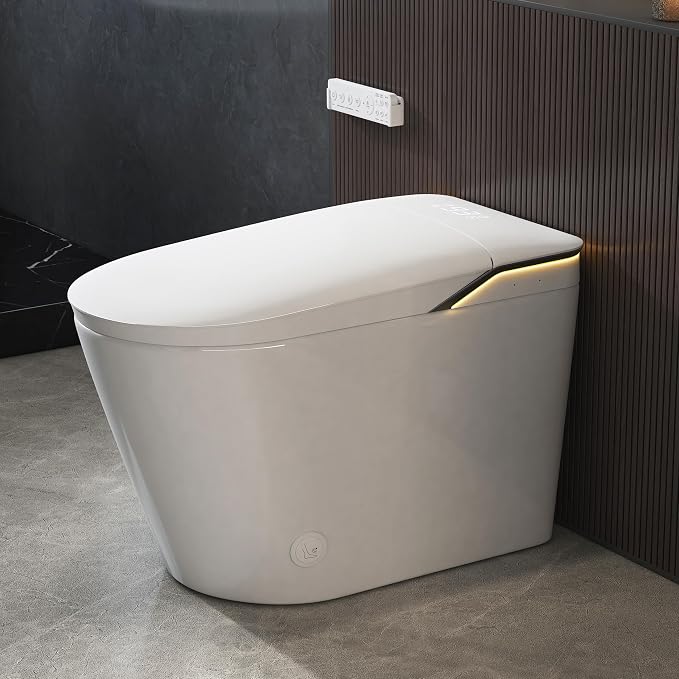 One Piece Smart Bidet Toilet, Auto Lid, Foam Shield, Wash & Dry | Foot Sensor, Heated Seat, Instant Warm Water, Adjustable Wash Settings, Self Cleaning Wand, Auto Flush, Pre Wet, Night Light