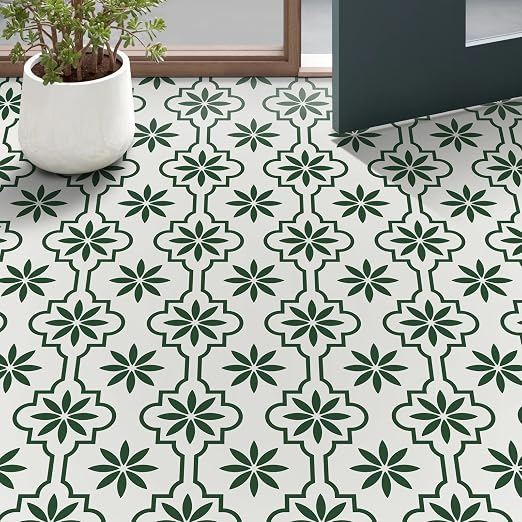MORCART Peel and Stick Floor Tile, Vinyl Flooring Waterproof, DIY Flooring for Bathroom, Kitchen, Fireplace, Pet House, Stairs, Bedrooms, Wall (40PCS,7.87" x 7.87",Green)