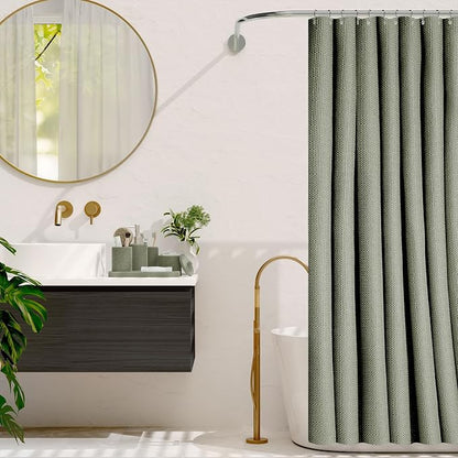 Clara Clark Sage Green Bathroom Set - Bathroom Sets with Shower Curtain and Rugs, 26PC Bathroom Accessory Set, Shower Curtain Set with Adhesive Corner Shower Caddy Hanging & Soap Dispenser