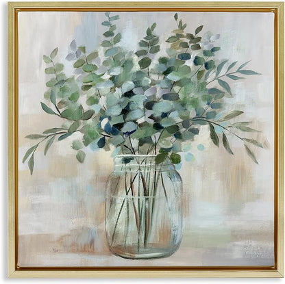 Soothing Eucalyptus Herb Arrangement, 24 x 24 Inch Canvas in Floater Frame | Stupell Industries · By Nan · Ready to hang · Perfect for farmhouse or rustic rooms · Made in USA
