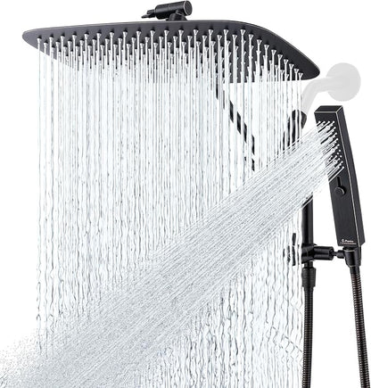 G-Promise 14 Inch Metal Rain Shower Head with Handheld (Oil Rubbed Bronze) | Suits Every Height, Pause Mode Diverter, Massage Mode Handheld, Full Body Coverage, Easy to Install, Modern Bath Upgrade