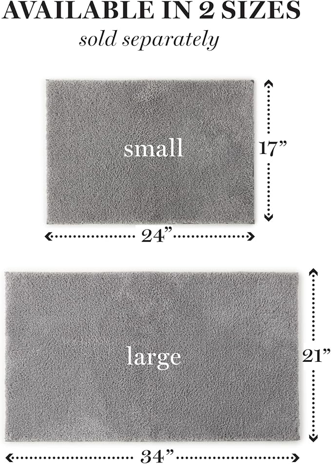 MARTHA STEWART Drylon Microfiber Bath Rug - 1 Piece, Ultra Soft Plush, Non-Slip, Thick, Washable Bathroom Rugs, Home Decor Accessories, Household Essentials, Large Bath Mat, 21" x 34", Dark Gray