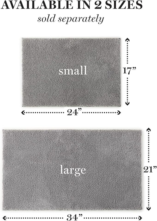 MARTHA STEWART Drylon Microfiber Bath Rug - 1 Piece, Ultra Soft Plush, Non-Slip, Thick, Washable Bathroom Rugs, Home Decor Accessories, Household Essentials, Large Bath Mat, 21" x 34", Dark Gray