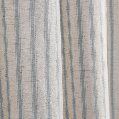 Farmhouse Striped Shower Curtain Heirloom Blue Vintage Linen Curtain 72X72 | Striped Shower Curtains with Linen Texture for Bathroom Decor