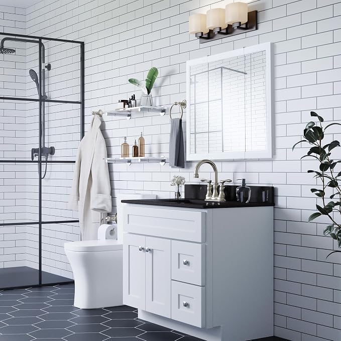 Design House Wyndham Tri-View Medicine Cabinet, 36", White | Wall Mount, Transitional, Wood, Bath, 545103-WHT