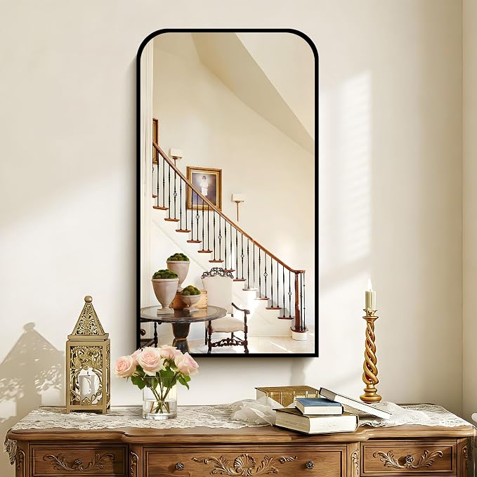 COFENY Bathroom Mirror, 20x36 inch Black Rectangle Wall Mounted Mirror with Thin Frame, Bathroom Vanity Mirrors for Over Sink, Entryway, Living Room, Bedroom