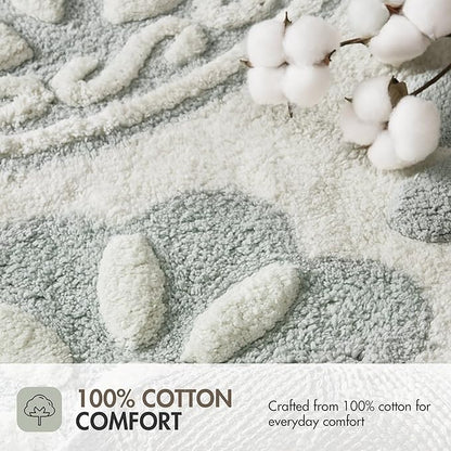 Madison Park Casablanca 100% Cotton Tufted Bathroom Rugs Luxurious Plush Medallion Floral Pattern Bath Mat Absorbent, Quick Dry, Spa Design Shower Room Décor, Rectangle 20" x 30", Sage Green