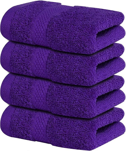 Infinitee Xclusives 100% Cotton Luxury Wash Cloths for Showering - 4 Pack | Washcloths [13x13] - Soft and Absorbent Face Towels for Bathroom Wash Clothes - Gym, Spa & Hotel Use