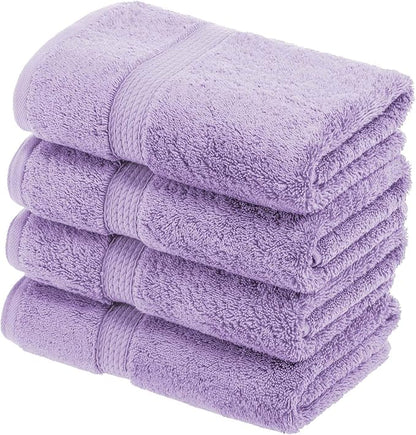 SUPERIOR Egyptian Cotton Plush & Absorbent, Hand Towel Set of 4, Purple | Quick Dry, Soft Luxury Towel Set, Bath Essentials for Bathroom, Guest Bath, Spa, 4 Piece Set, Madeline Towels