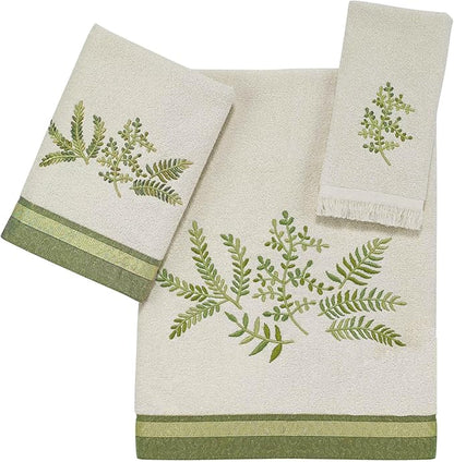 Avanti Linens - Bathroom Towel Set, 100% Soft and Absorbent Cotton Hand, Fingertip & Bath Towel, Nature-Inspired Home Decor, Set of 3 (Greenwood)