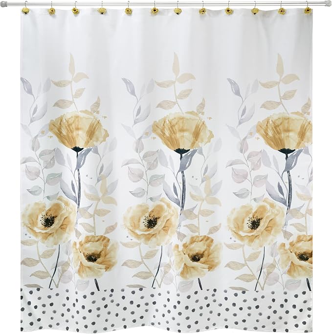 Avanti Linens - Fabric Shower Curtain, Floral Bathroom Decor (Marielle Collection, 72")