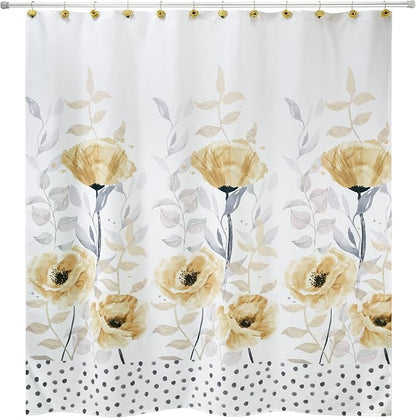 Avanti Linens - Fabric Shower Curtain, Floral Bathroom Decor (Marielle Collection, 72")