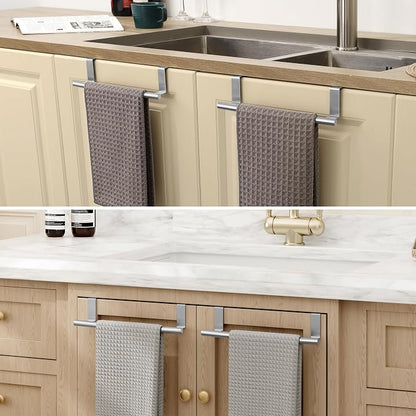 KES Over The Cabinet Door Towel Rack, Kitchen Towel Holder, 2 Pack | Anti-Wobble Stable Fit, Fit Doors Under 1" Thick, SUS304 Stainless Steel Bars for Dish Hand Towels, Brushed Finish