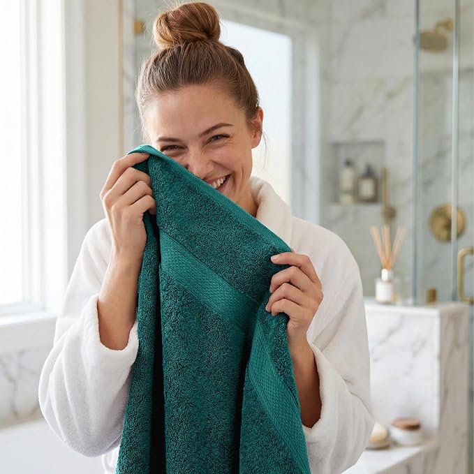 Superior Egyptian Cotton Plush & Absorbent, Bath Towel Set of 4, Teal | Quick Dry, Soft Luxury Towel Set, Bath Essentials for Bathroom, Guest Bath, Spa, 4 Piece Bath, Madeline Towels
