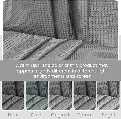 SORTTO No Hook Shower Curtain with Snap in Liner Set Waffle Shower Curtain for Bathroom Hotel Style Fabric Waterproof Inner Liner，36" W x 74" H, Grey