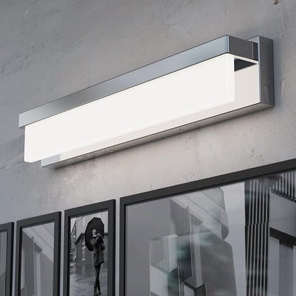 LED Bathroom Vanity Light Fixture Over Mirror 32.3 inch Modern Rectangle Finishing Bath Vanity Lighting Bar 4000K Daylight Wall Sconce (Chrome)