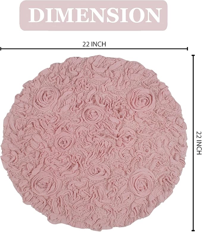 Home Weavers Bell Flower Collection 100% Cotton Tufted Bath Rugs, Extra Soft and Absorbent Bath Rugs, Non-Slip Bath Mats, Machine Washable, Bath Mats for Bathroom Floor and Tub, 22" Round, Pink