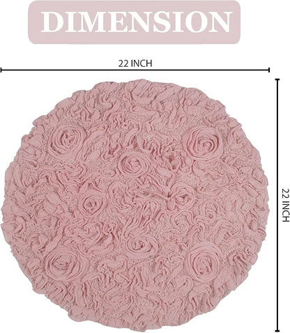 Home Weavers Bell Flower Collection 100% Cotton Tufted Bath Rugs, Extra Soft and Absorbent Bath Rugs, Non-Slip Bath Mats, Machine Washable, Bath Mats for Bathroom Floor and Tub, 22" Round, Pink