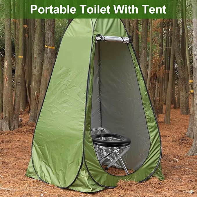 BLIKA Portable Toilet for Camping & Travel - 300LBS Weight Capacity, Folding Toilet with Removable Plastic Ring and Bags