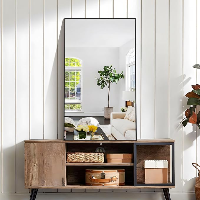 KOCUUY Bathroom Mirror, 24x40 Inch Black Mirror with Aluminum Metal Frame, Black Vanity Wall Mirror Modern Home Decor for Bathroom, Living Room, Farmhouse and Entryway, Hang Horizontal/Vertical