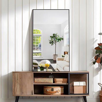 KOCUUY Bathroom Mirror, 24x40 Inch Black Mirror with Aluminum Metal Frame, Black Vanity Wall Mirror Modern Home Decor for Bathroom, Living Room, Farmhouse and Entryway, Hang Horizontal/Vertical