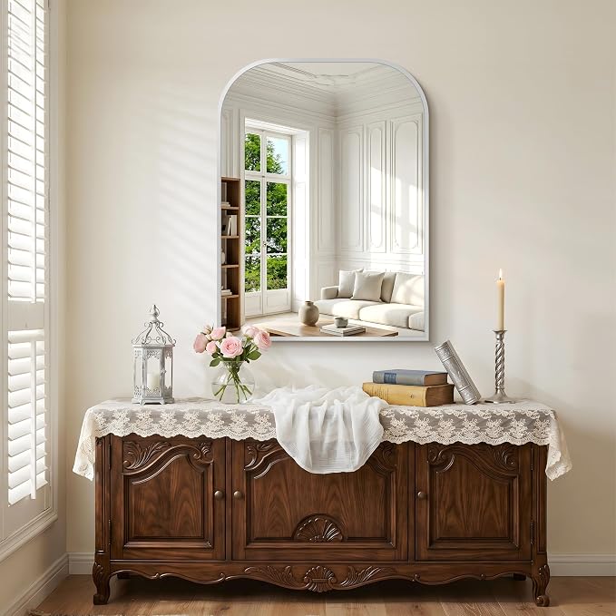 COFENY Bathroom Mirror, 30x40 inch Silver Rectangle Wall Mounted Mirror with Thin Frame, Bathroom Vanity Mirrors for Over Sink, Entryway, Living Room, Bedroom