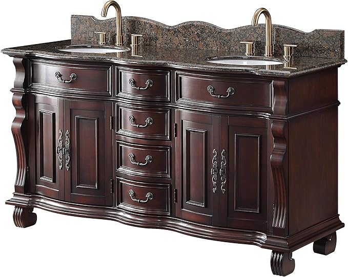 64 Inch Traditional Style Solid Wood Hopkinton Double Sink Bathroom Vanity-Model GD-4438SB-64