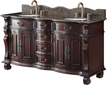 64 Inch Traditional Style Solid Wood Hopkinton Double Sink Bathroom Vanity-Model GD-4438SB-64