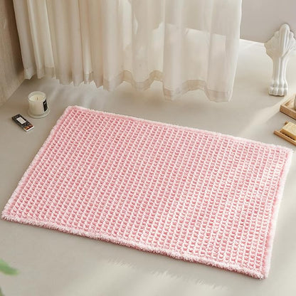 TYUU Waffle Bath Mat, Cute Bathroom Rugs Non Slip, 36x24 Light Peachy Pink | Super Absorbent Quick Dry Bath Rug, Non-Slip Backing, Soft Waffle Washable Farmhouse Bathroom Mats, Tub, Shower & Home Decor