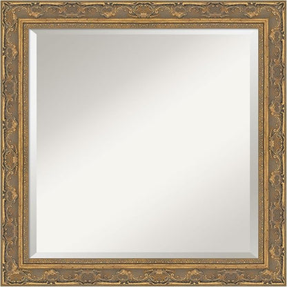 Amanti Art Gold Bathroom Mirror for Over Sink, 24x24 Filigree Gold Square Vanity Mirror, Medium Traditional Frame, Hangs Horizonally and Vertically, Bathroom Wall Decor, Beveled Edge