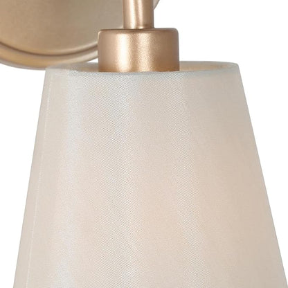 Gold Wall Sconce, Modern 1-Light Sconces Wall Lighting with Fabric Shade for Bathroom, Bedroom, Kitchen and Living Room