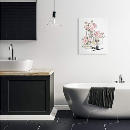 Pink Rose Florals Glam Fashion Jars, 24 x 30 Inch Canvas Wall Art | Stupell Industries · By Ziwei Li · Ready to hang · Elegant gift for glam decor · Made in USA