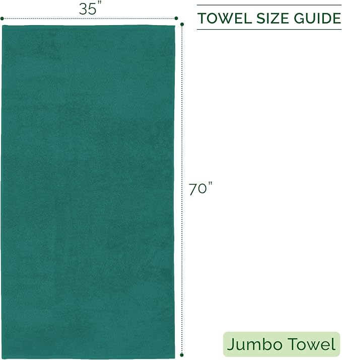 Elegant Comfort 100% Turkish Cotton Corduroy Ribbed Luxury Jumbo Bath Towel Ultra Soft - 35 x 70 Inch - Luxury Spa Premium Hotel Quality Highly Absorbent and Quick Dry Large Bath Towel, Turquoise