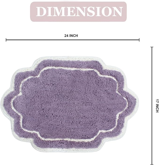 Home Weavers Allure Collection 100% Cotton Tufted Bathroom Rug, Soft and Absorbent Bath Rugs, Non-Slip Bath Carpet, Machine Wash Dry Bath Mats for Bathroom Floor, 17"x24" Bath Rug, Purple
