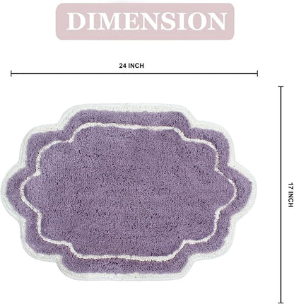 Home Weavers Allure Collection 100% Cotton Tufted Bathroom Rug, Soft and Absorbent Bath Rugs, Non-Slip Bath Carpet, Machine Wash Dry Bath Mats for Bathroom Floor, 17"x24" Bath Rug, Purple