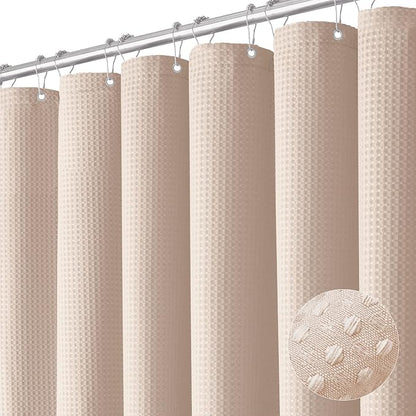 Stall Waffle Shower Curtain 256 GSM Heavy Fabric 54x78 Blush Pink | 54 x 78 Inch Long, Thick Cloth, Weighted Hem, Water Repellent, Hotel Luxury Polyester Shower Curtains for Bathroom 10 Hooks