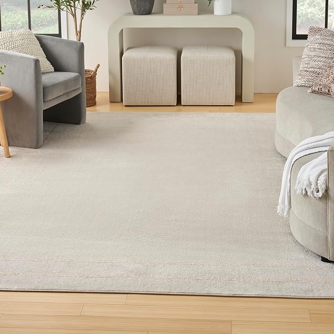 Nourison Home Nourison Essentials Ivory Gold 9' x 12' Area Rug - Easy Clean, Non Shedding, Bed Room, Living Room, Dining Room, Kitchen (9' x 12')