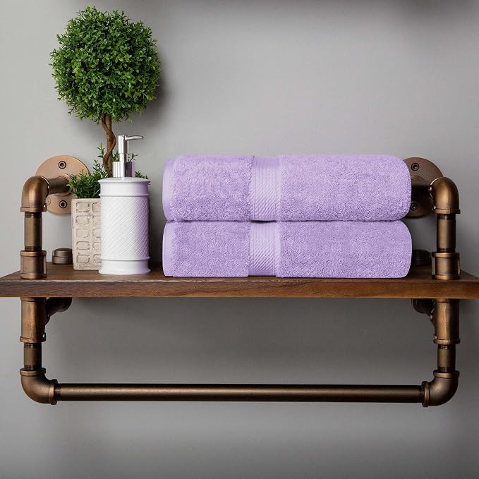 SUPERIOR Egyptian Cotton Plush & Absorbent, Bath Towel Set of 2, Purple | Quick Dry, Soft Luxury Towel Set, Bath Essentials for Bathroom, Guest Bath, Spa, 2 Piece Bath, Madeline Towels